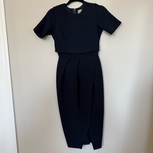 ASOS Elegant Navy Blue textured Dress for office